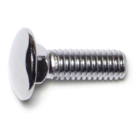 Midwest Fastener Carriage Bolt, Square Neck, 18 (Coarse), 1 in L, Steel, Chrome, 5 PK 74126